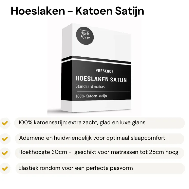 Hoeslaken - Katoen Satijn - Wit