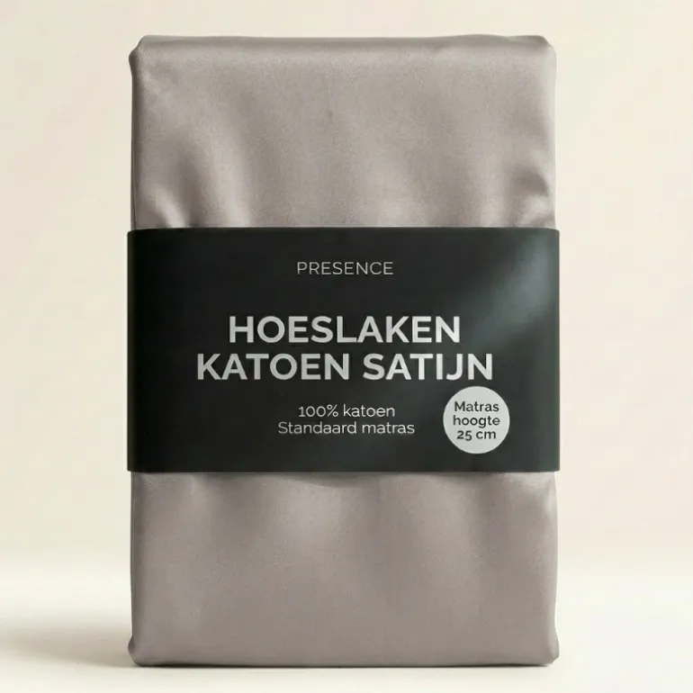 Hoeslaken - Katoen Satijn - Zilver