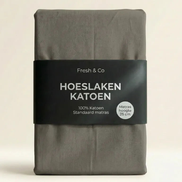Hoeslaken - Katoen - Truffel