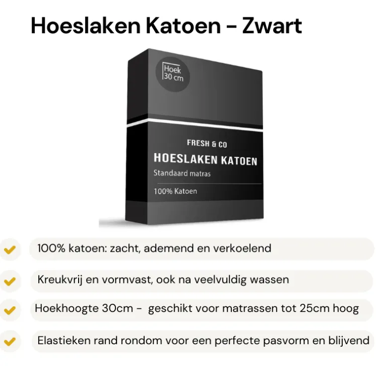Hoeslaken - Katoen - Zwart