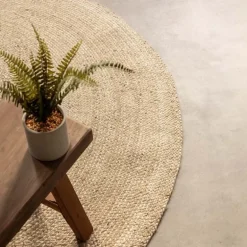 Jute Vloerkleed Geweven - Rond - Crème