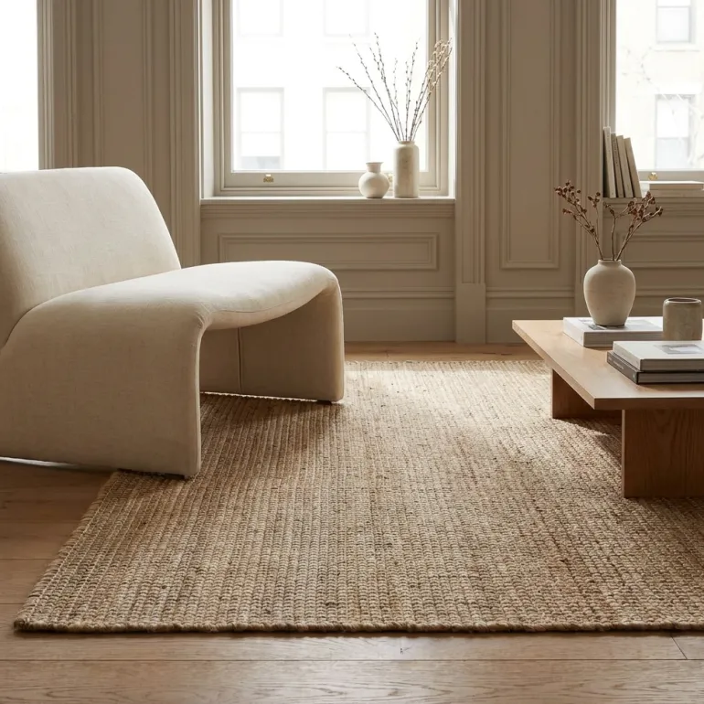 Jute Wol Katoen Vloerkleed - Beige