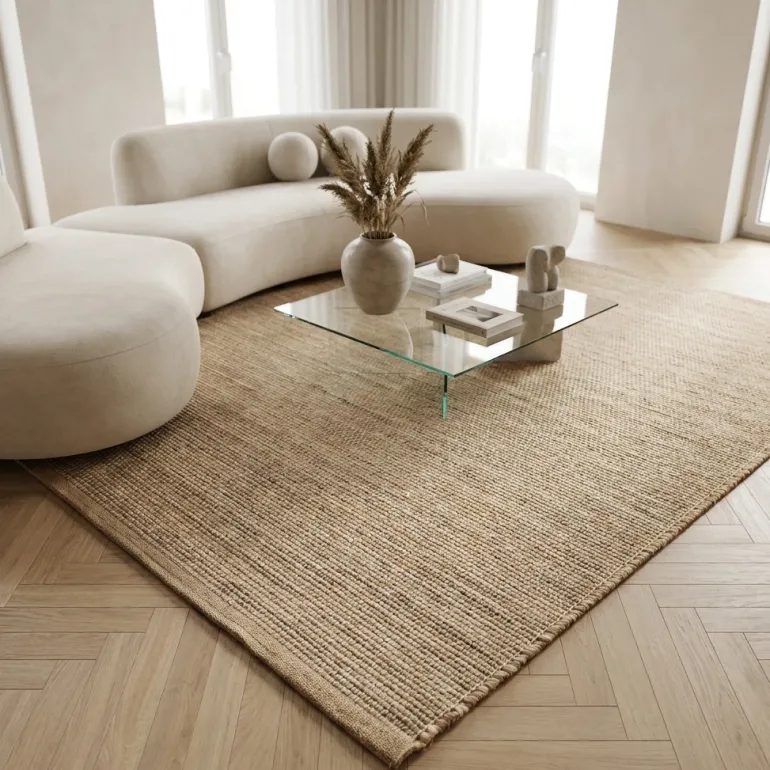 Jute Wol Katoen Vloerkleed - Beige