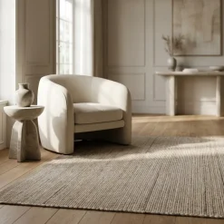 Jute Wol Katoen Vloerkleed - Grijs / Bruin
