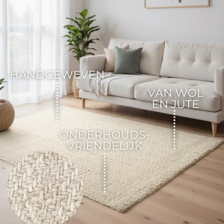 Jute Wol Vloerkleed - Naturel