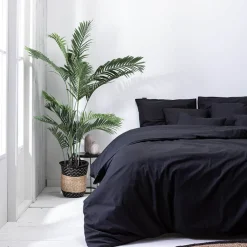 Kussenslopen Percale Katoen: 2-PACK - Zwart