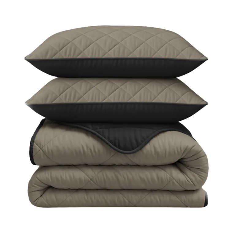 Lazy Dekbed Zonder Overtrek - Double Face - Taupe/Zwart