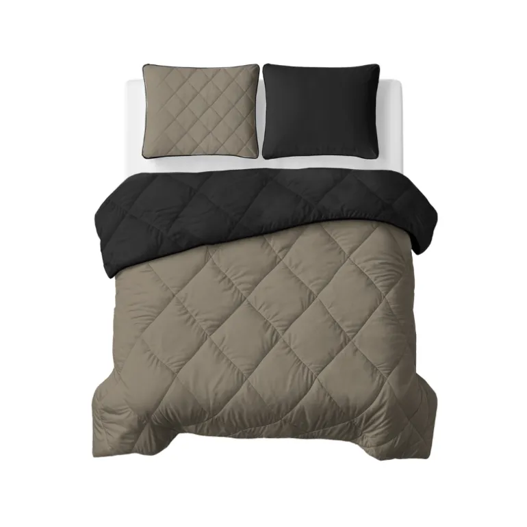 Lazy Dekbed Zonder Overtrek - Double Face - Taupe/Zwart