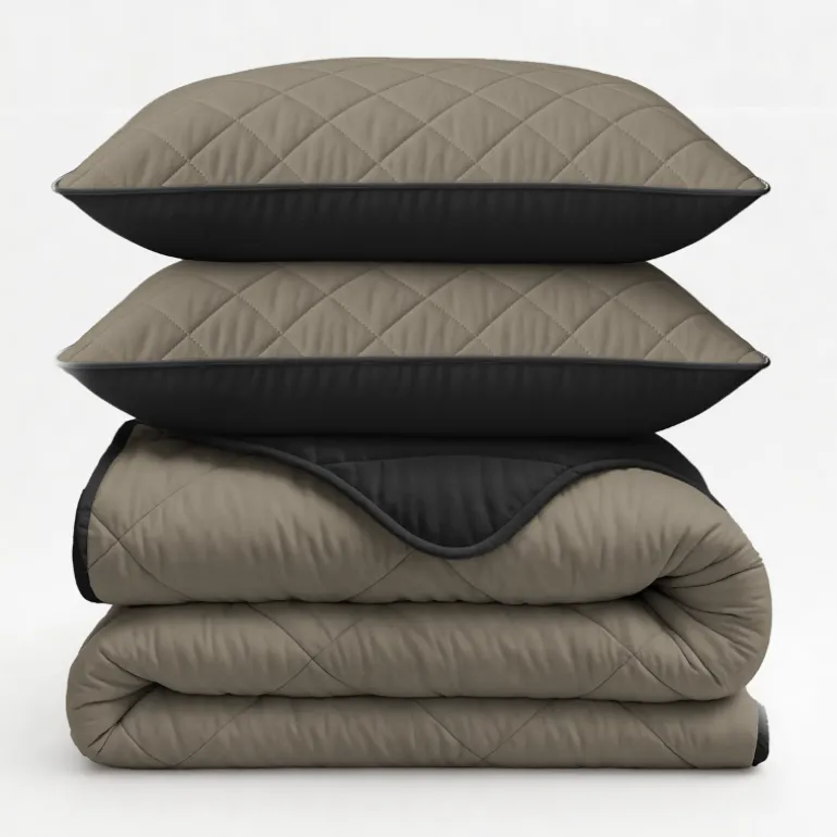 Lazy Dekbed Zonder Overtrek - Double Face - Taupe/Zwart
