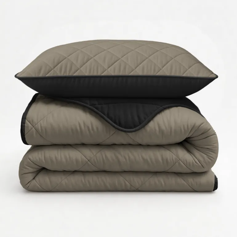 Lazy Dekbed Zonder Overtrek - Double Face - Taupe/Zwart