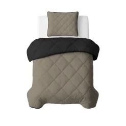 Lazy Dekbed Zonder Overtrek - Double Face - Taupe/Zwart