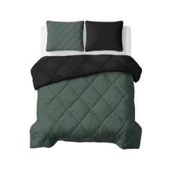 Lazy Dekbed Zonder Overtrek - Double Face - Groen/Zwart