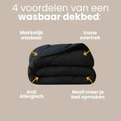 Lazy Dekbed Zonder Overtrek - Double Face - Zwart/Antraciet