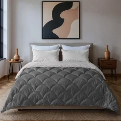 Lazy Dekbed Zonder Overtrek - Double Face - Antraciet/Off White