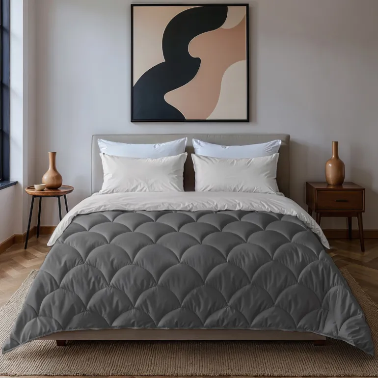 Lazy Dekbed Zonder Overtrek - Double Face - Antraciet/Off White