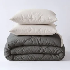 Lazy Dekbed Zonder Overtrek - Double Face - Antraciet/Off White