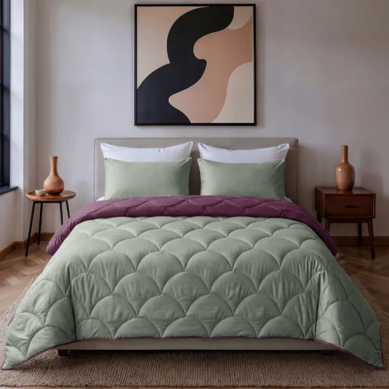 Lazy Dekbed Zonder Overtrek - Groen/Rose