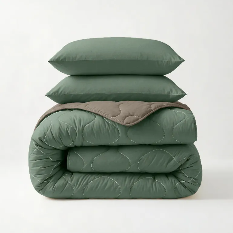 Lazy Dekbed Zonder Overtrek - Groen/Kaki