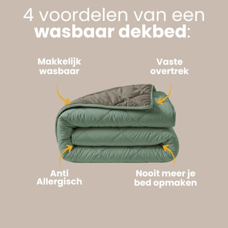 Lazy Dekbed Zonder Overtrek - Groen/Kaki