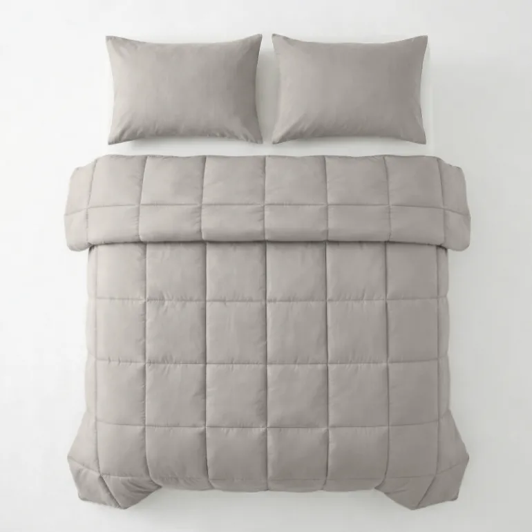 Lazy Dekbed Zonder Overtrek - Percale Katoen - Taupe/Grijs