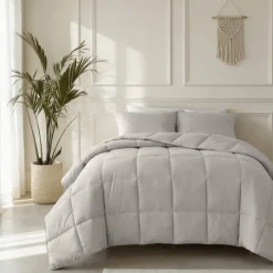 Lazy Dekbed Zonder Overtrek - Percale Katoen - Taupe/Grijs