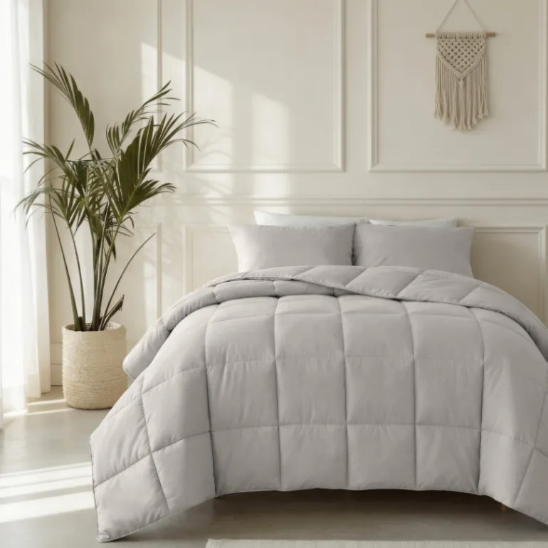 Lazy Dekbed Zonder Overtrek - Percale Katoen - Taupe/Grijs