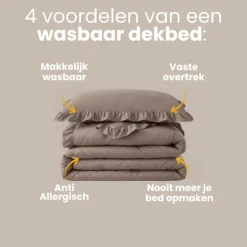 Lazy Dekbed Zonder Overtrek Ruffles - Taupe