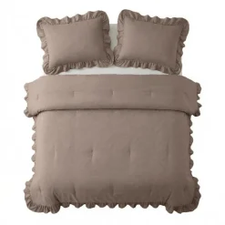 Lazy Dekbed Zonder Overtrek Ruffles - Taupe
