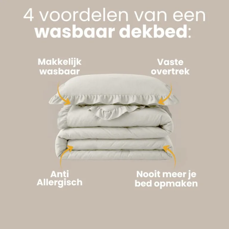 Lazy Dekbed Zonder Overtrek Ruffles - Off White