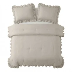 Lazy Dekbed Zonder Overtrek Ruffles - Taupe/Grijs