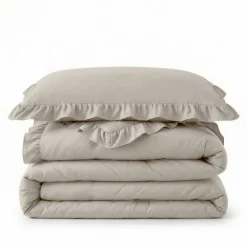 Lazy Dekbed Zonder Overtrek Ruffles - Taupe/Grijs