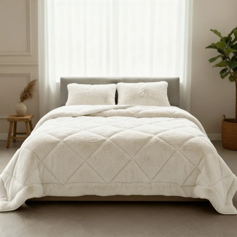 Lazy Dekbed Zonder Overtrek - Teddy Fur - Beige