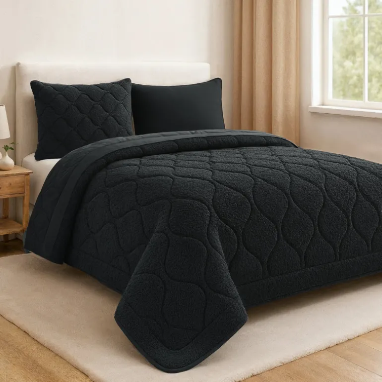 Lazy Dekbed Zonder Overtrek - Teddy - Zwart