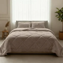 Lazy Dekbed Zonder Overtrek - Teddy Fur - Taupe
