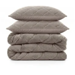 Lazy Dekbed Zonder Overtrek - Teddy - Taupe/Grijs