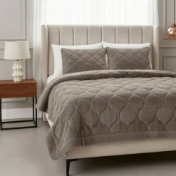 Lazy Dekbed Zonder Overtrek - Teddy - Taupe/Grijs