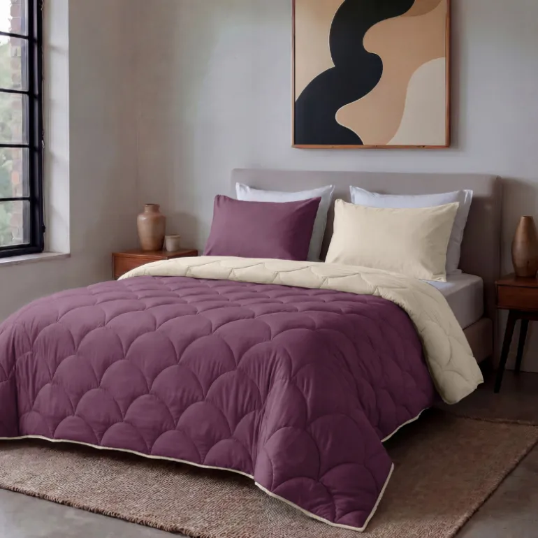 Lazy Dekbed Zonder Overtrek - Taupe/Rose