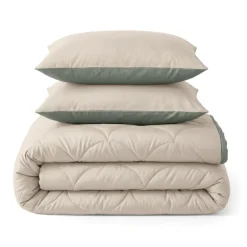Lazy Dekbed Zonder Overtrek - Taupe/Groen