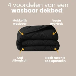 Lazy Dekbed Zonder Overtrek - Uni - Zwart