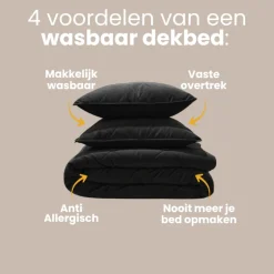 Lazy Dekbed Zonder Overtrek - Velvet - Zwart