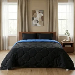 Lazy Dekbed Zonder Overtrek - Zwart/Blauw