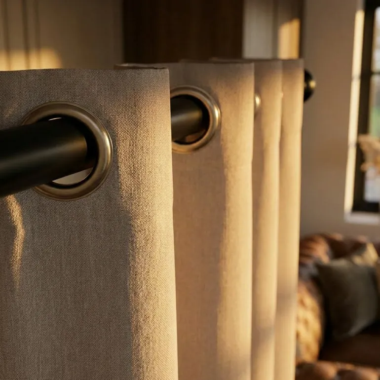 Luxe Gordijnen 100% Verduisterend - Ringen - Ecru