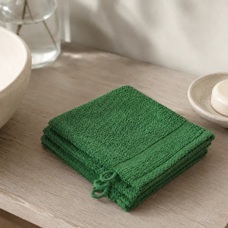 3-PACK Washandjes - Donkergroen