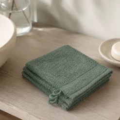 3-PACK Washandjes - Olijfgroen