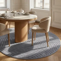 Rond Japandi Vloerkleed - Antraciet