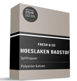 Splittopper Hoeslaken - Badstof - Taupe