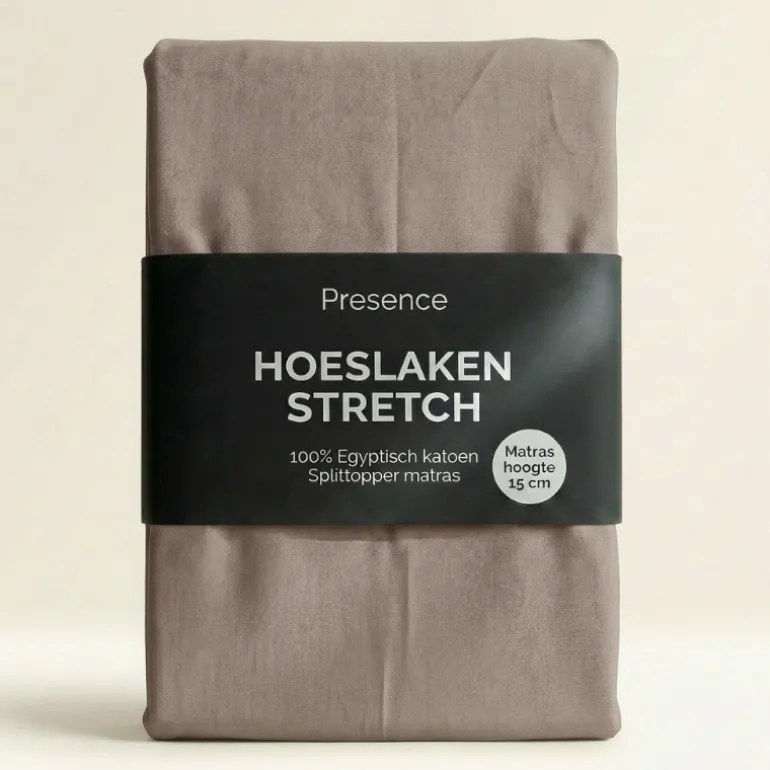 Splittopper Hoeslaken - Egyptisch Katoen Stretch - Taupe