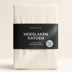 Splittopper Hoeslaken - Katoen - Crème