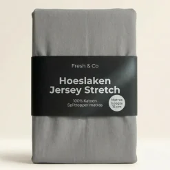 Splittopper Hoeslaken - Katoen Jersey Stretch - Lichtgrijs