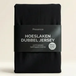 Splittopper Hoeslaken - Katoen Dubbel Jersey - Zwart